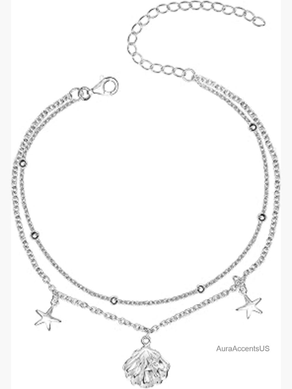 925 Sterling Silver Anklet Adjustable Chain Beaded Ankle Bracelet Foot Jewelry